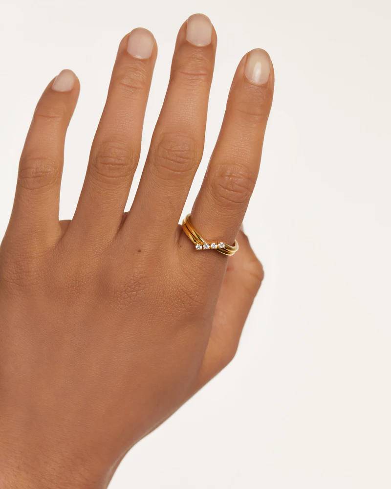 Anello Donna PDPaola Argento 925 Dorato Aperto Zirconi Bianchi AN01-870-12