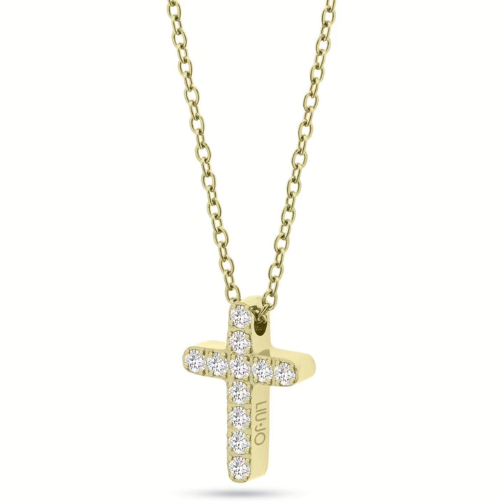 Collana Donna Liu Jo Acciaio Dorato Lucido Croce Zirconi Bianchi LJ2708