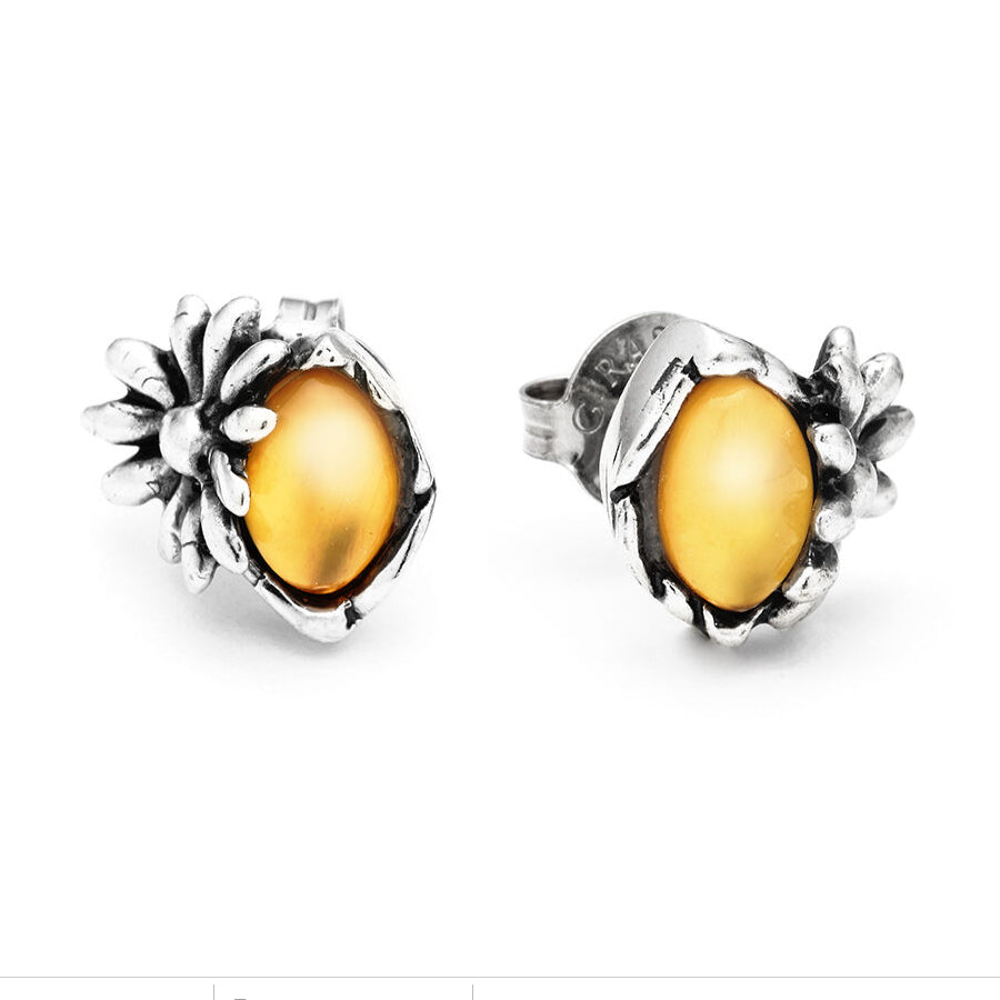 Orecchini Donna Giovanni Raspini Argento 925 Daisy Pietra Gialla 11743