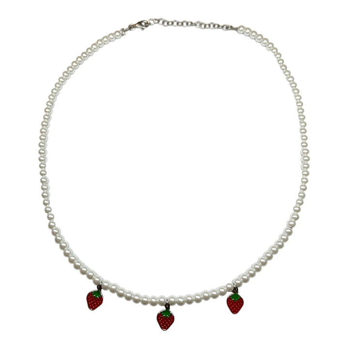 Collana Donna Re Mida Perle Argento Fragoline Rosse Multiciondolo