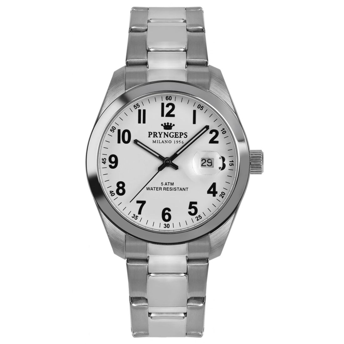 Orologio Uomo Pryngeps Quarzo Data Classic Acciaio A1034 N BIANCO