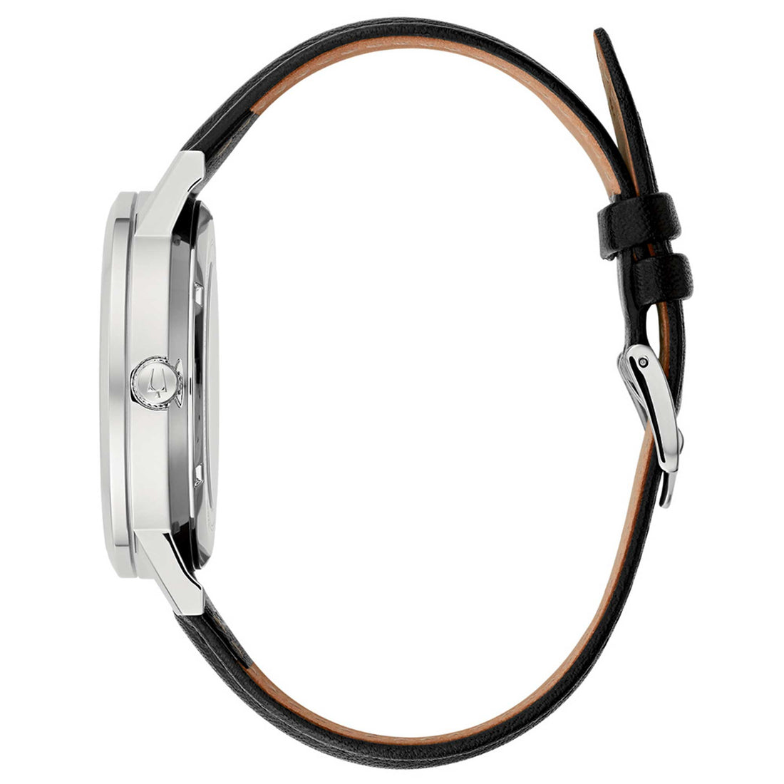 Orologio Uomo Bulova Automatico Clipper Pelle Nero Acciaio Open Heart 96A237