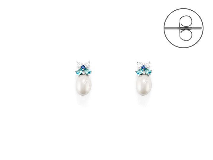 Orecchini Donna Argento 925 4US Cesare Paciotti perla e Zirconi 4UOR6104W