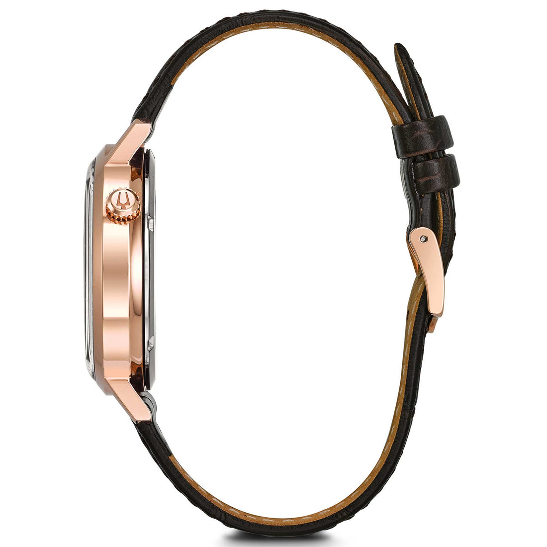 Orologio Uomo Bulova Automatico Aerojet Open Heart Pelle Marrone Acciaio Rosè 97A136