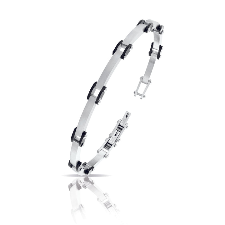 Bracciale Uomo Arkano Semirigido Acciaio Bicolore Nero Lucido Satinato BAC109BN