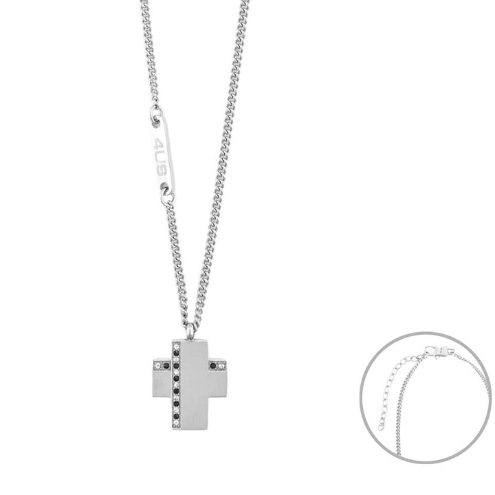 Collana Uomo 4US Cesare Paciotti Acciaio Croce Zirconi Bianchi Neri 4UCL6964