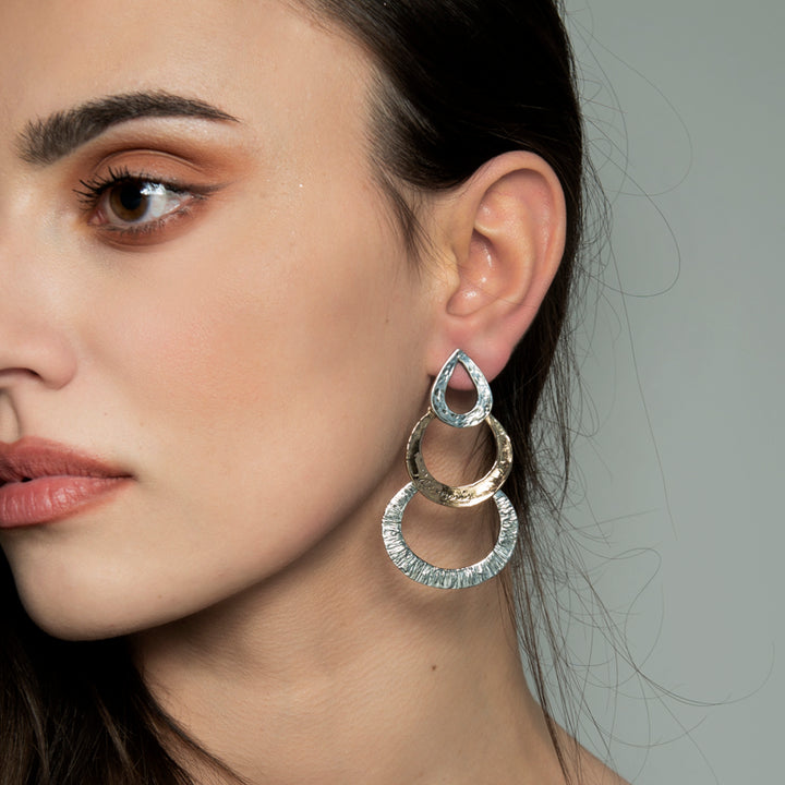 Orecchini Donna Nemoris Argento 925 Bronzo Rosè Cerchi Hypno Pendenti HO03