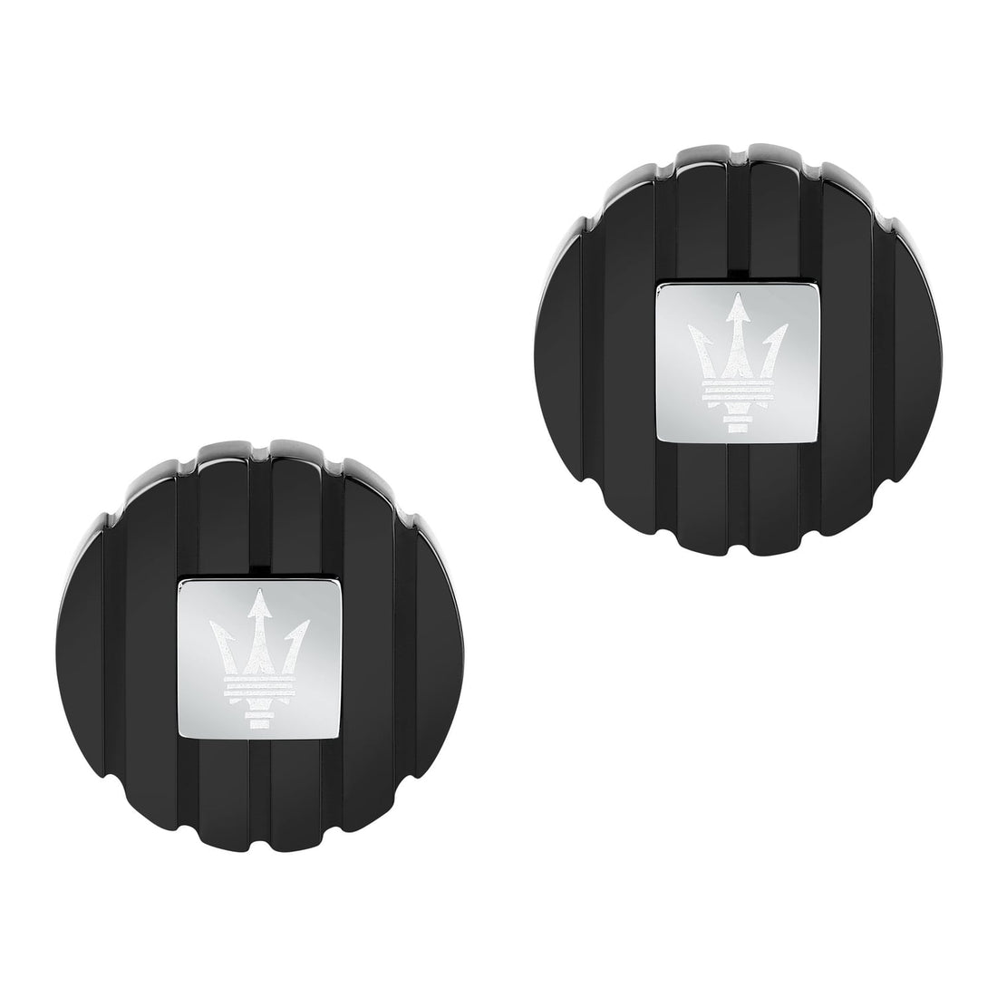 Gemelli Uomo Acciaio Maserati Logo Centrale Lucido Barre Laterali JM5249JD02