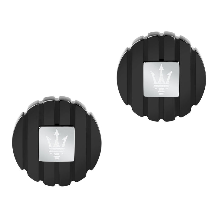 Gemelli Uomo Acciaio Maserati Logo Centrale Lucido Barre Laterali JM5249JD02