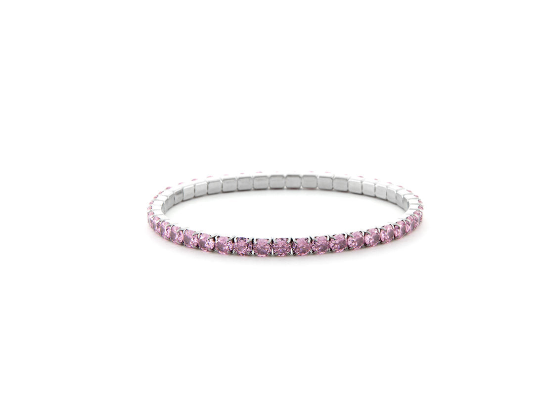 Bracciale Donna 4US Cesare Paciotti Tennis Acciaio Zirconi Rosa a molla 4UBR6665W