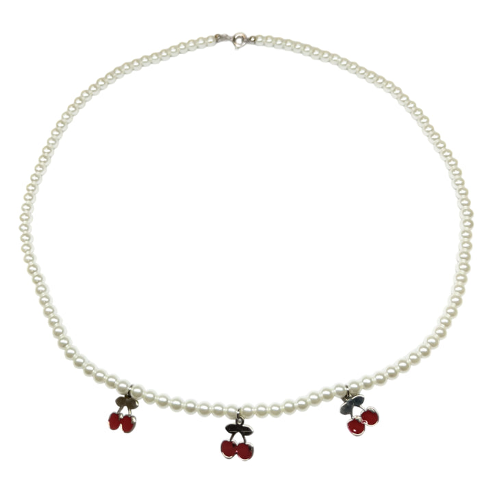 Collana Donna Re Mida Perle Argento Ciliegie Rosse Multiciondolo