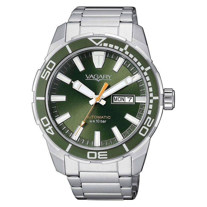 Orologio Uomo Acciaio Vagary Automatico Verde Doppia Data 10 ATM IX3-416-41I