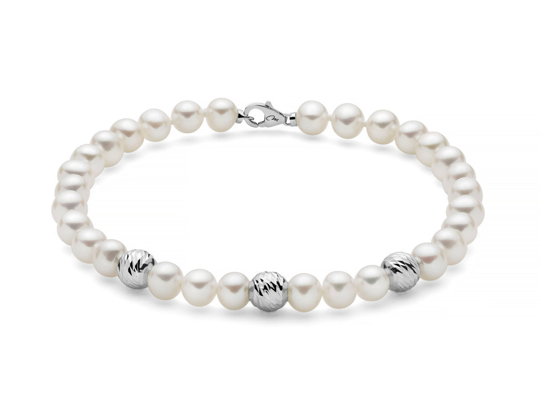 Bracciale Donna Miluna Perle Con 3 Inserti In Oro Bianco 9KT PBR3513BX