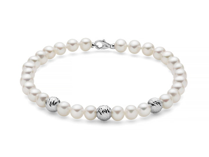 Bracciale Donna Miluna Perle Con 3 Inserti In Oro Bianco 9KT PBR3513BX