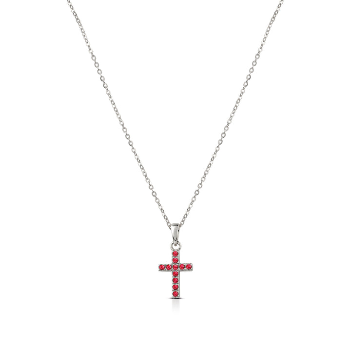 Collana Donna Kulto Argento 925 Croce Zirconi Rossi K925-179-2300