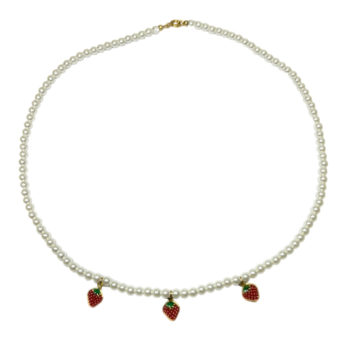 Collana Donna Re Mida Perle Argento Dorato Fragoline Rosse Multiciondolo