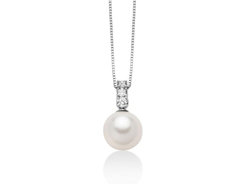 Collana Donna Miluna Oro 18 KT Perla 10/11 mm Diamante 0.08 ct PCL5707A