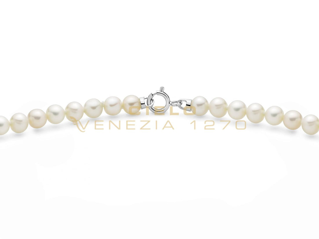 Collana Girocollo Perle Miluna Chiusura In Oro Bianco Con 3 sfera  sfaccettate PCL6749