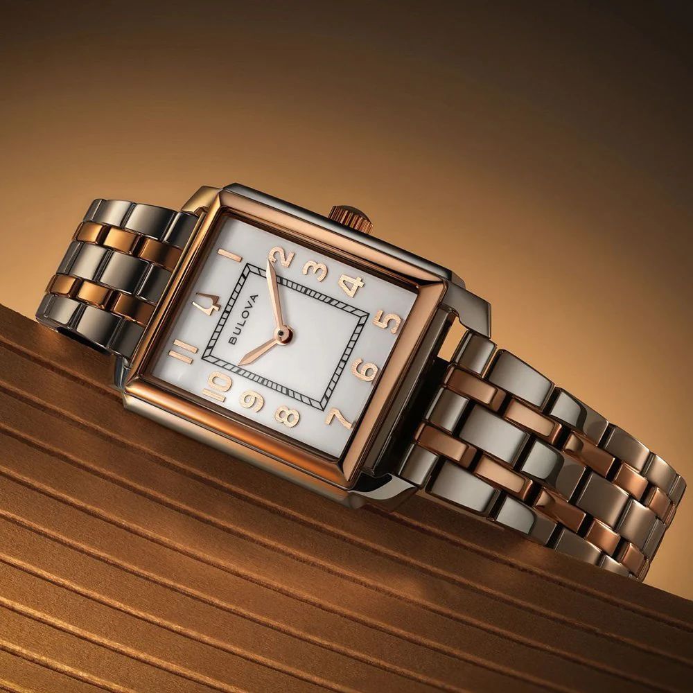 Orologio Donna Bulova Quarzo Sutton Tank Acciaio Bicolore 98L328