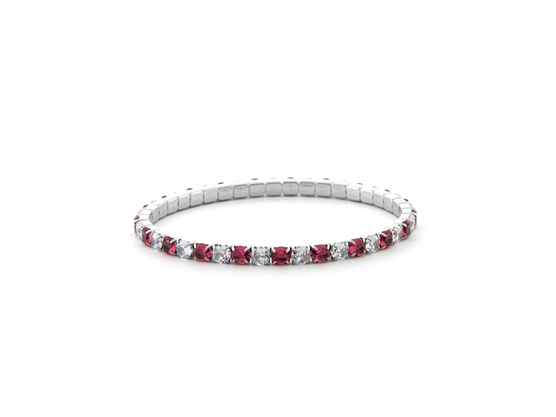 Bracciale Donna 4US Cesare Paciotti Tennis Acciaio Zirconi Rossi e bianchi a molla 4UBR6674W