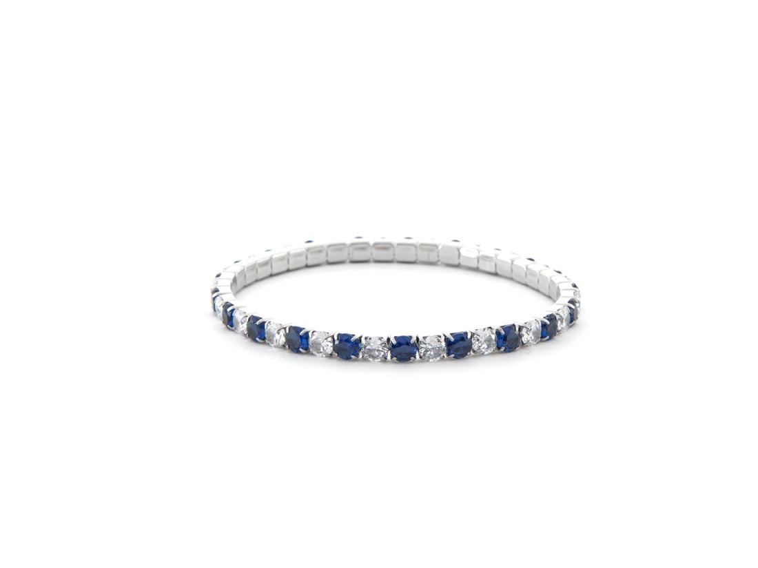 Bracciale Donna 4US Cesare Paciotti Tennis Acciaio Zirconi Blu e bianchi a molla 4UBR6670W