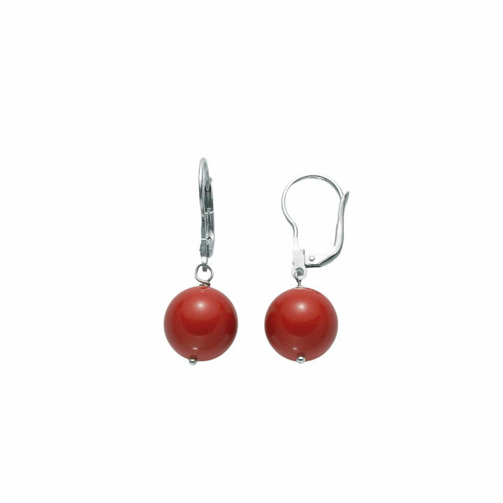 Orecchini Donna Argento 925 Pendenti Miluna Pasta Di Corallo Rosso PER2200
