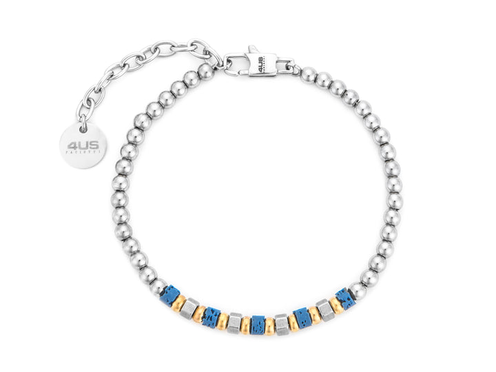 Bracciale Uomo 4US Cesare Paciotti Acciaio Biglie di Pietra lavica 4UBR7812