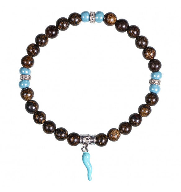 Bracciale Unisex Gerba Argento 925 Pietra Occhio Di Tigre Corno Turchese HORN12