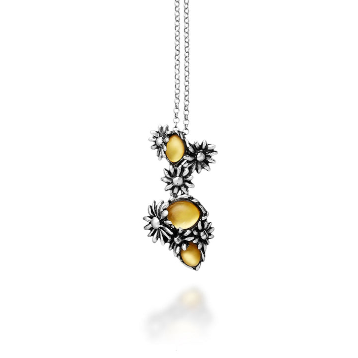 Collana Donna Giovanni Raspini Argento 925 Ciondolo Margherite Pietre Gialle 11741