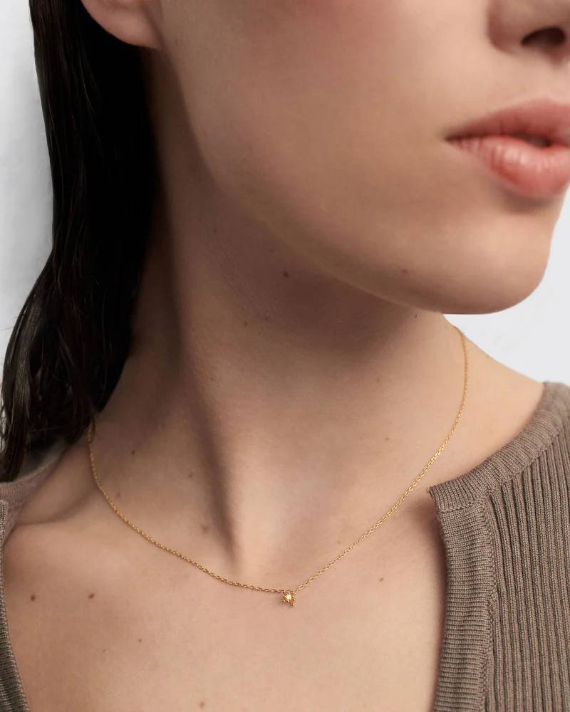 Collana Donna PDPaola Argento 925 Dorato Punto Luce Zircone Verde CO01-961-U