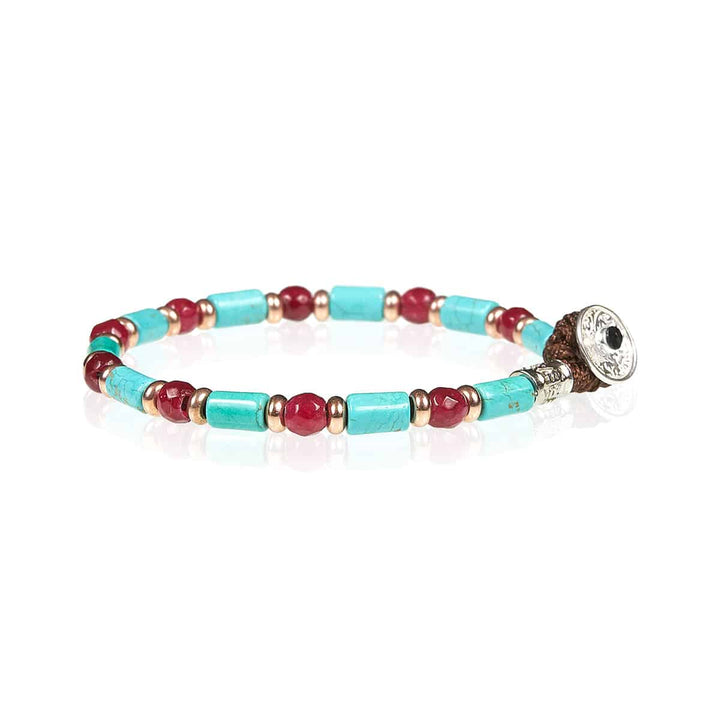 Bracciale Uomo Gerba Argento 925 Pietra Turchese Rosso Sfaccettato Turchè 01
