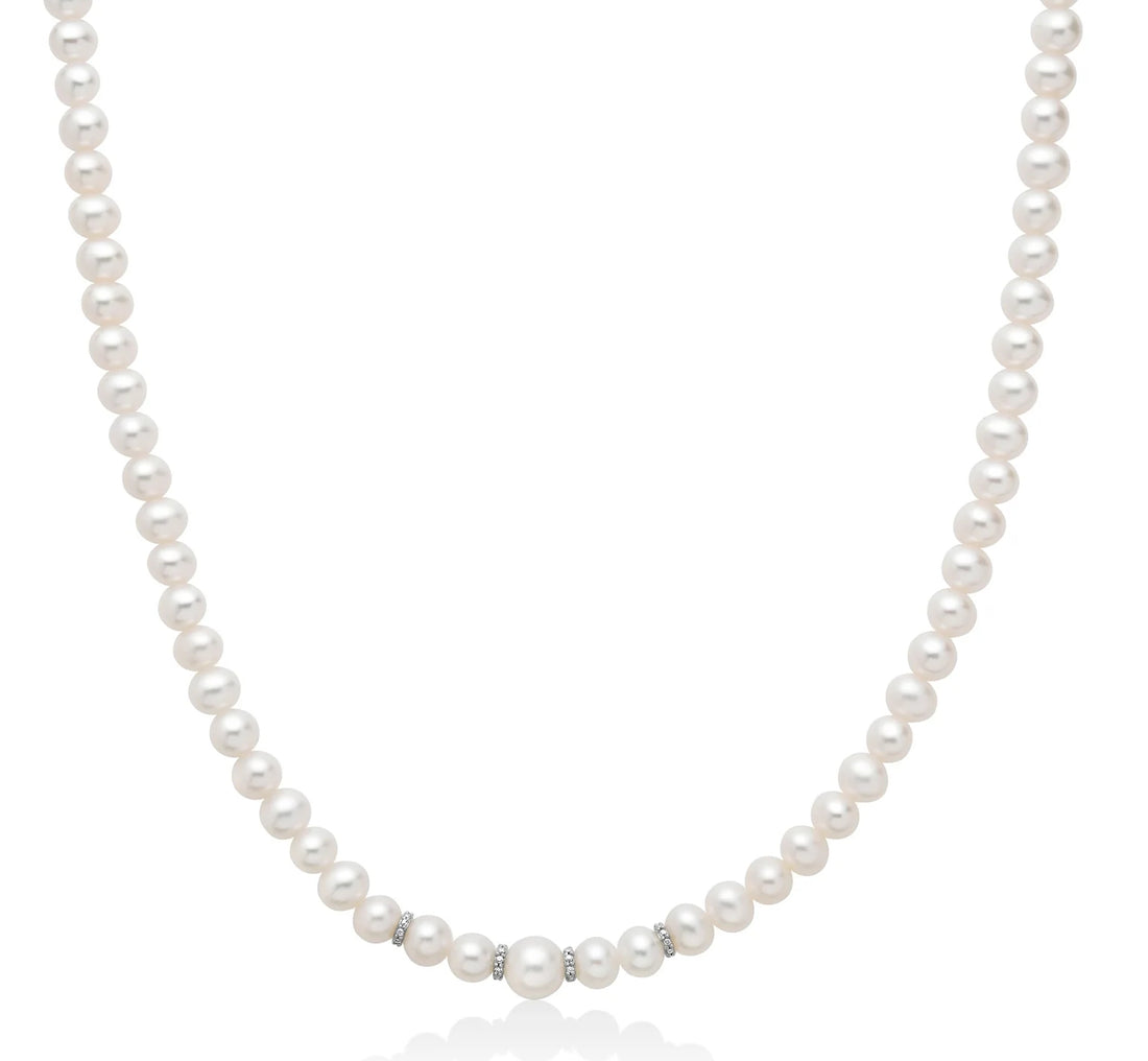 Collana Girocollo Perle Miluna Chiusura In Oro Bianco 750 e Diamanti PCL6558