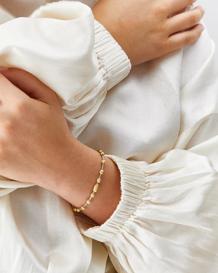 Bracciale Donna Nanis Oro Giallo 18 KT Tennis Diamanti Pepite Satinate BS2-589-GB-IN