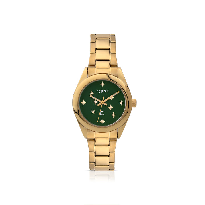 Orologio Donna Ops Acciaio Dorato Quarzo Verde Stelle Lucenti OPSPW-1061-3450