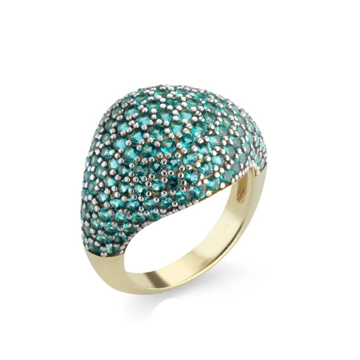 Anello Chevalier Donna Laura P. Argento Dorato 925 Zirconi Verdi AN106GP/6