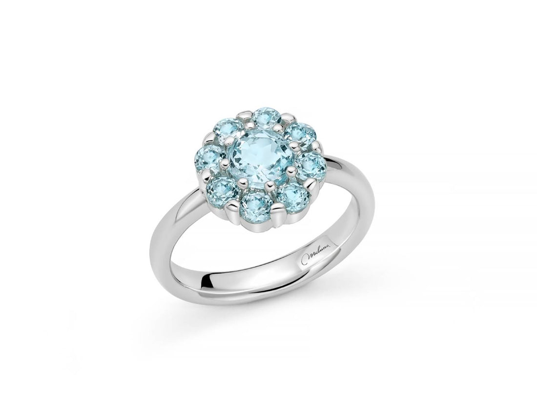 Anello Donna Miluna Gemma Del Cielo Topazio Azzurro Fiore Argento 925 LID3852