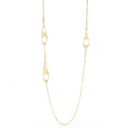 Collana Donna Unoaerre Bronzo Lucido Dorato Catena Sfaccettata Lunga 449045