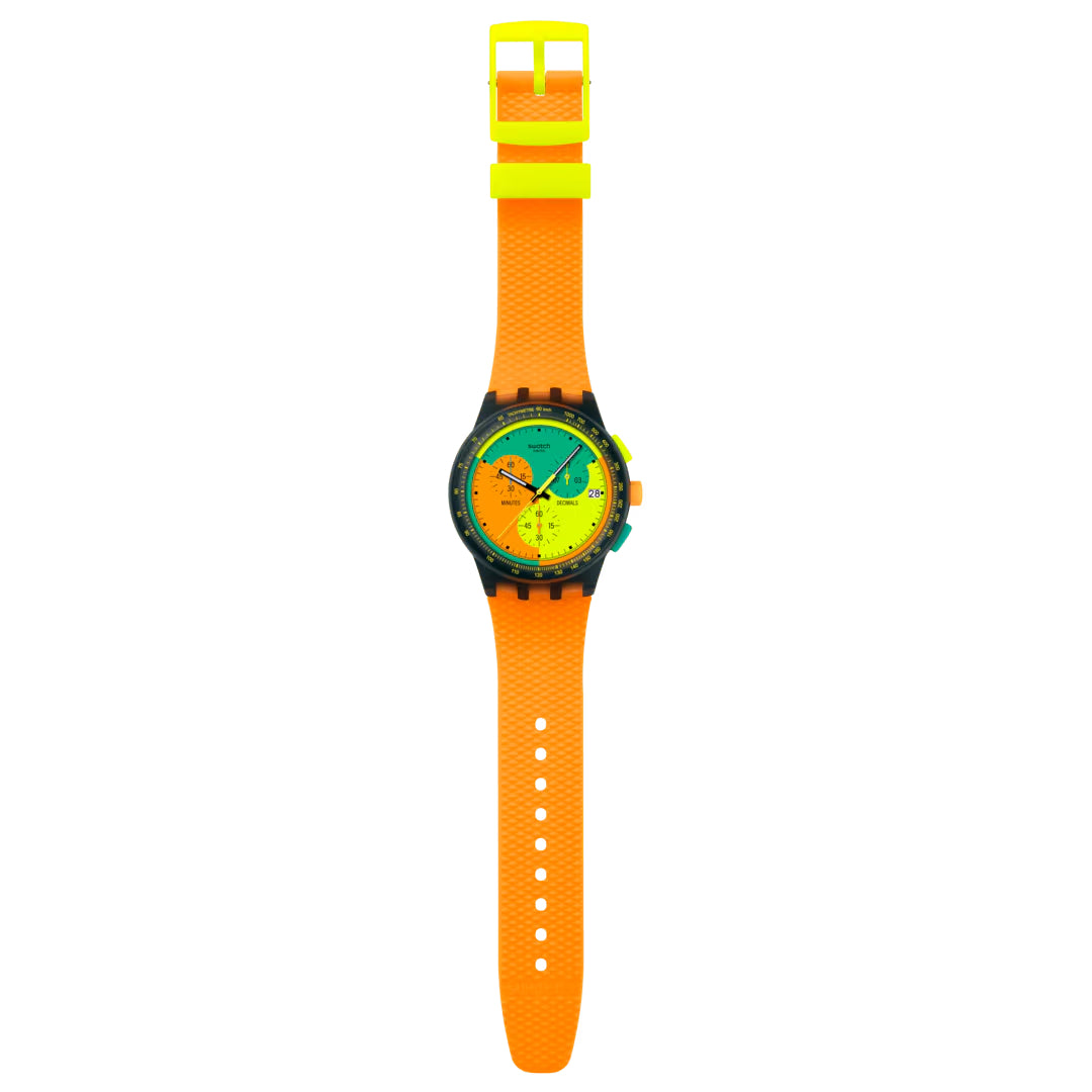 Orologio Unisex Swatch Neon Signal Flag 1990 Crono Data SUSB422