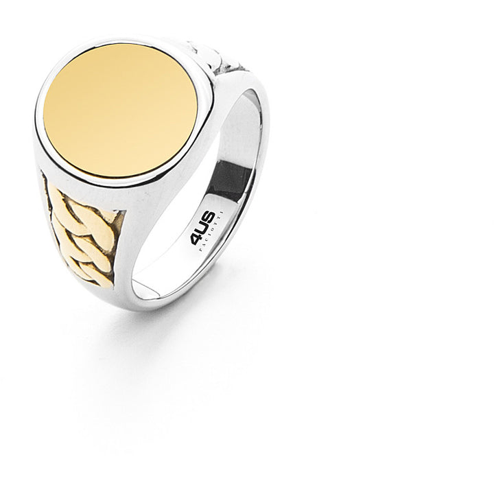Anello Uomo Acciaio 4US Cesare Paciotti Centrale Dorato Lavorato 4UAN5055/24