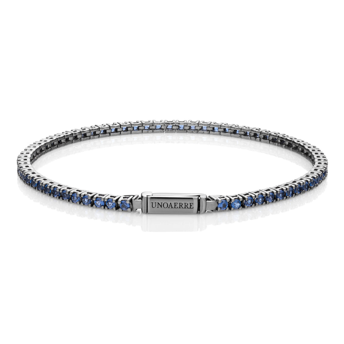 Bracciale Tennis uomo Unoaerre Argento 925 Brunito Con Zirconi Blu 527937