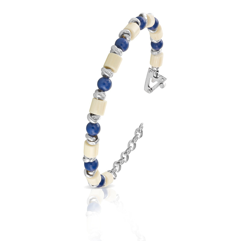 Bracciale argento 925%, Bambù, Lapis sulla chiusura diamante nero ct 0,01