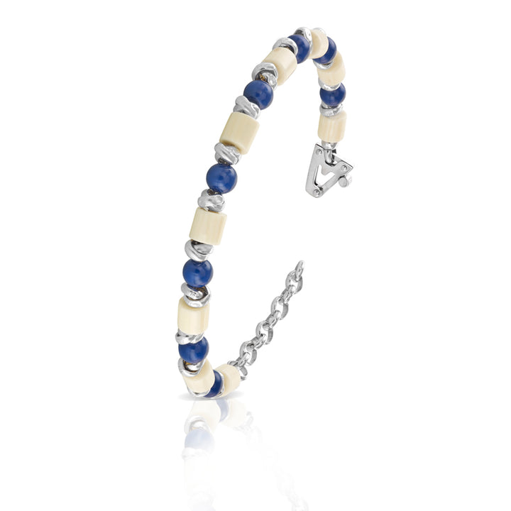 Bracciale argento 925%, Bambù, Lapis sulla chiusura diamante nero ct 0,01