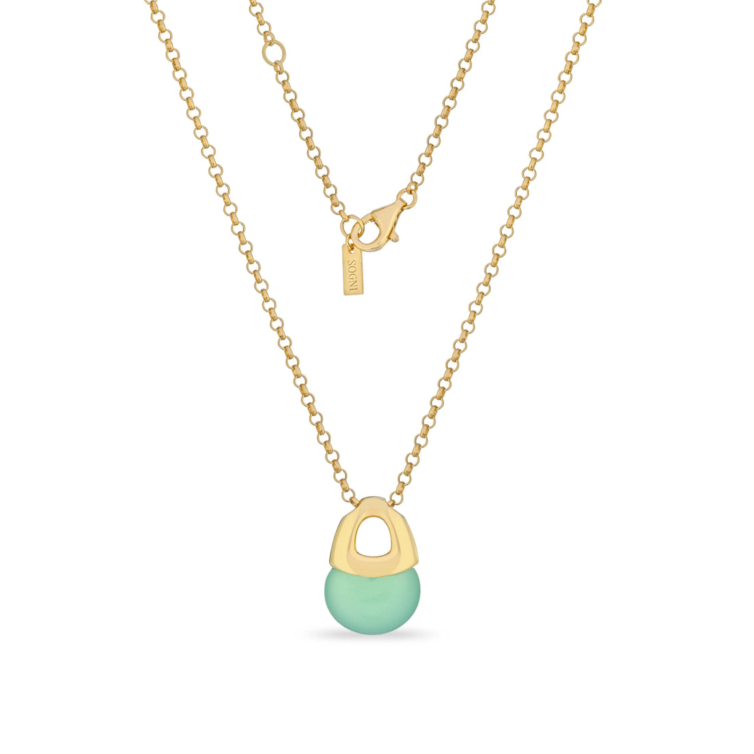 Collana Donna Argento 925 dorato  con quarzo verde CL122GV