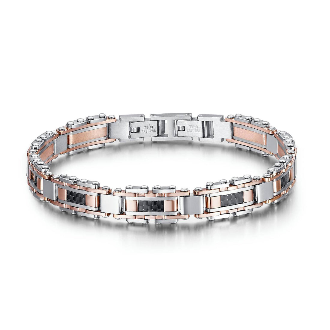 Bracciale Uomo Arkano Rosè Acciaio Bicolore Fibra Di Carbonio BAC76R