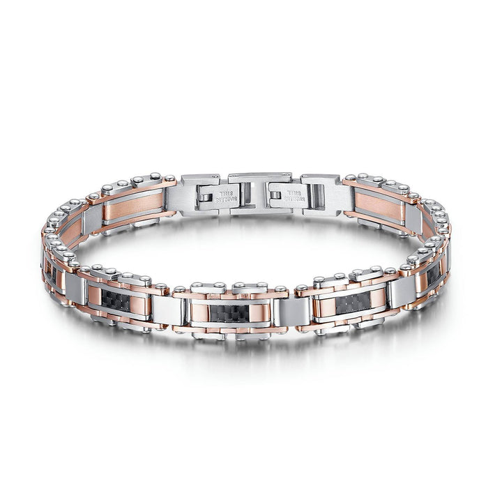 Bracciale Uomo Arkano Rosè Acciaio Bicolore Fibra Di Carbonio BAC76R