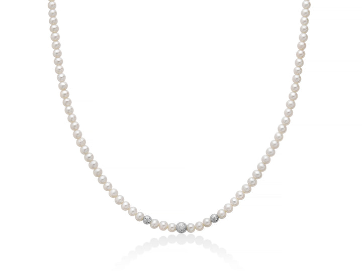Collana Girocollo Perle Miluna Chiusura In Oro Bianco Con 3 sfera  sfaccettate PCL6749