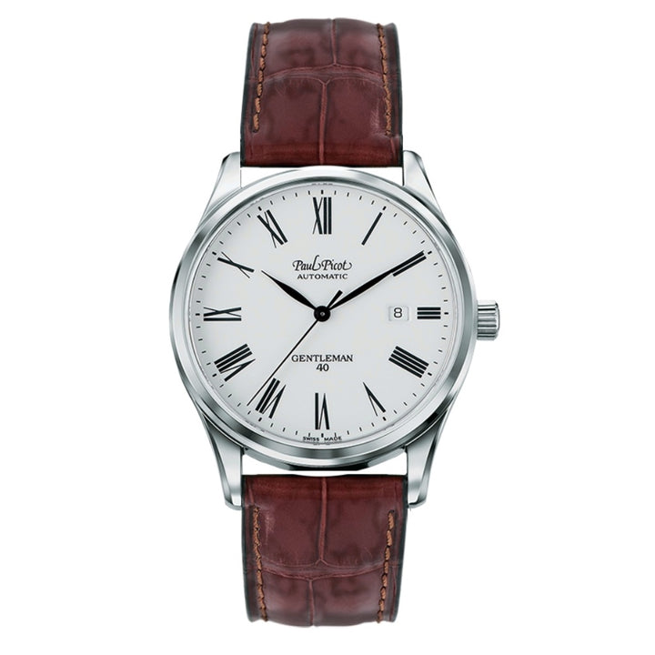 Orologio Uomo Paul Picot Elegant Pelle Marrone Automatico Bianco 4404S