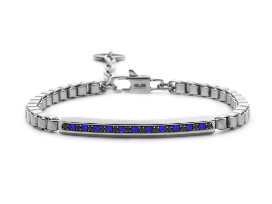 Bracciale 4US Cesare Paciotti Acciaio Con Centrale zirconi blu e neri 4UBR7850