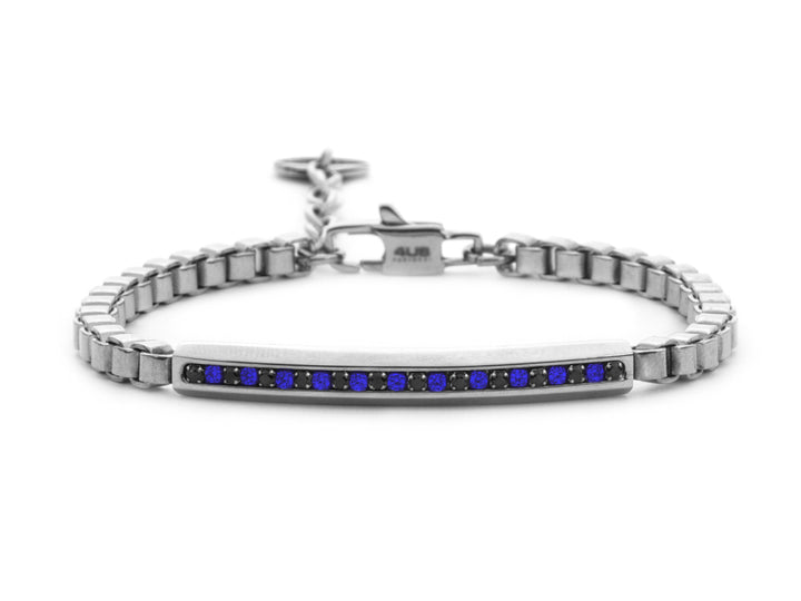 Bracciale 4US Cesare Paciotti Acciaio Con Centrale zirconi blu e neri 4UBR7850