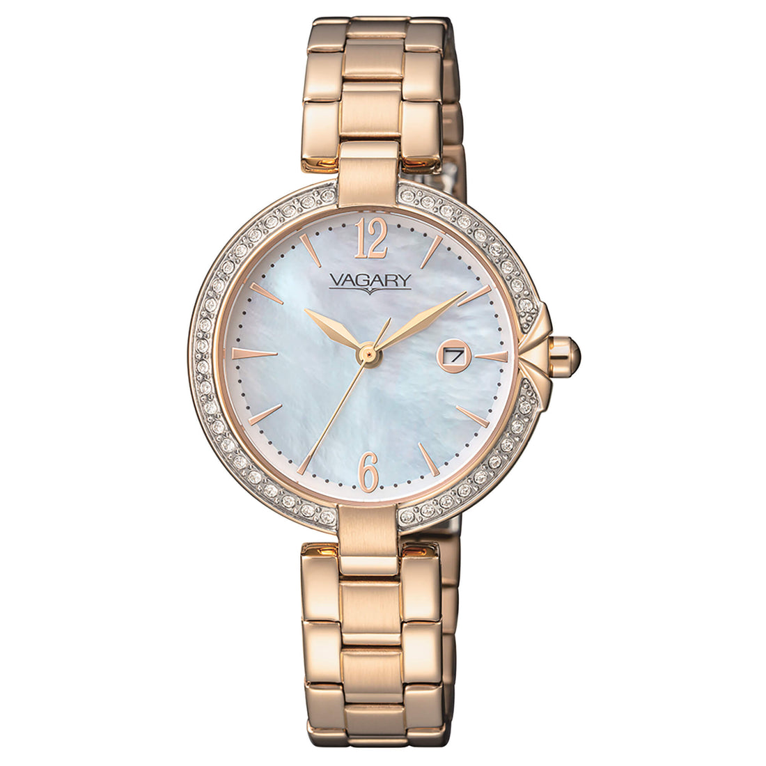 Orologio Donna Vagary Acciaio Rosè Quarzo Data Madreperla Zirconi IU3-223-11